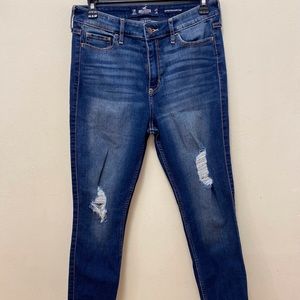 High rise skinny distressed jeans